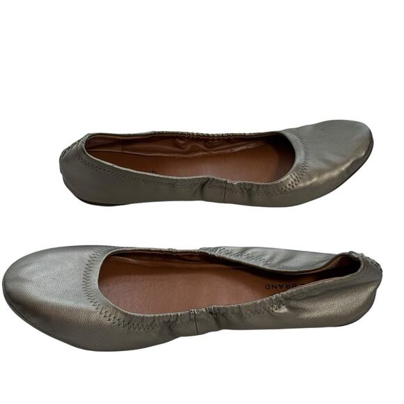 LUCKY BRAND Emmie 2 Ballet Flats Gold Metallic Slip On Shoes Women's 9 EUC - Picture 1 of 5